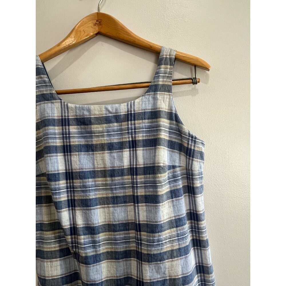 Arizona Jean Co. Sleeveless Pencil Dress Juniors 7 Blue Plaid 90s - Picture 5 of 10